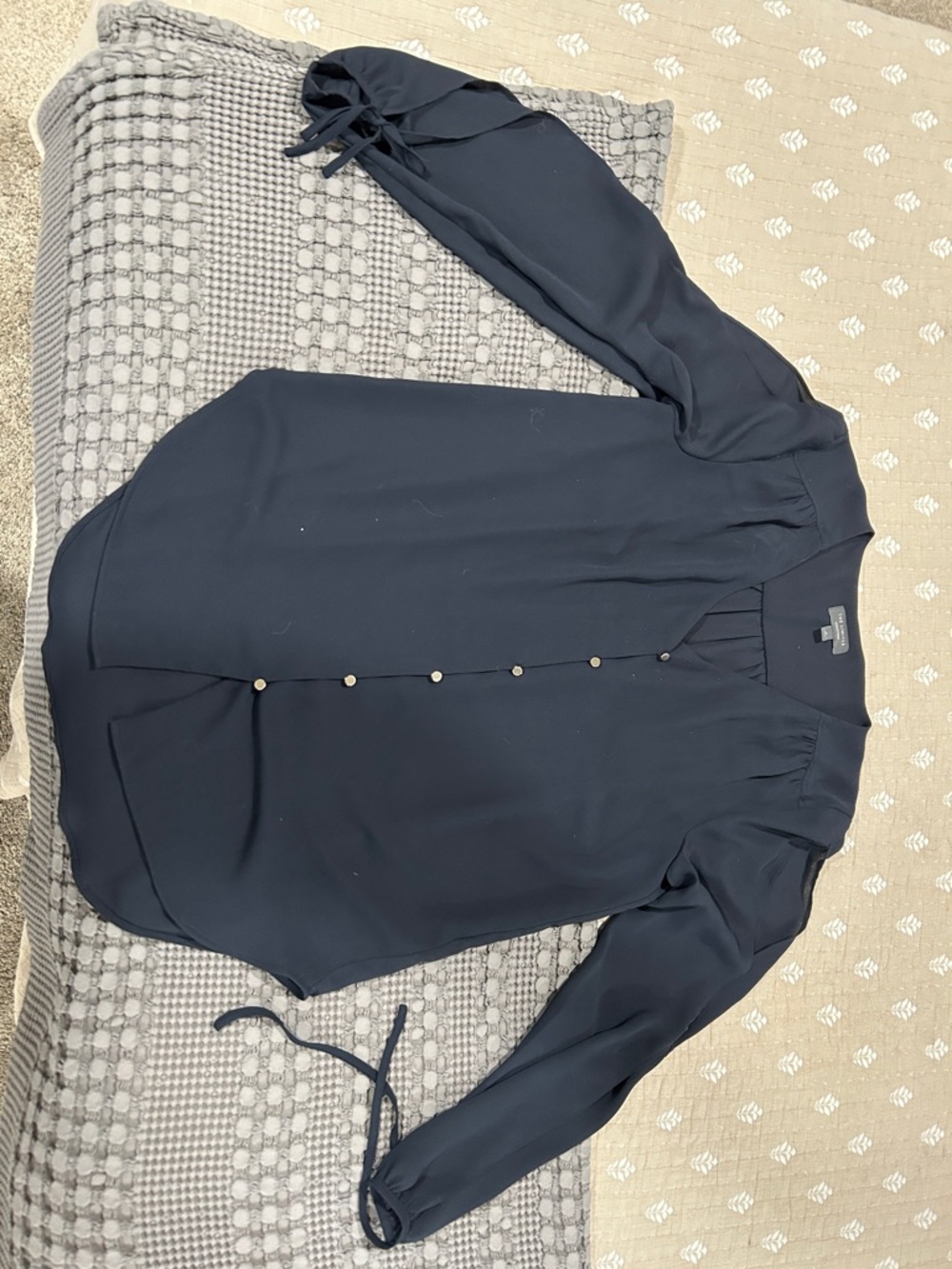 The Limited Navy Button-Front V-Neck Blouse